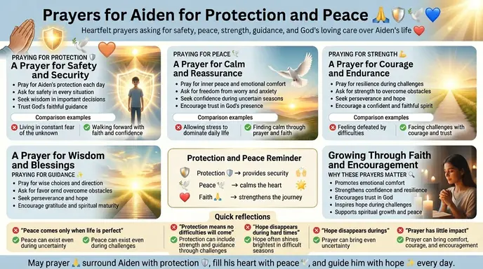 Prayers for Aiden for Protection and Peace
