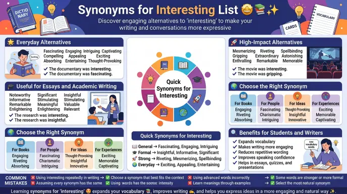 synonyms for interesting list