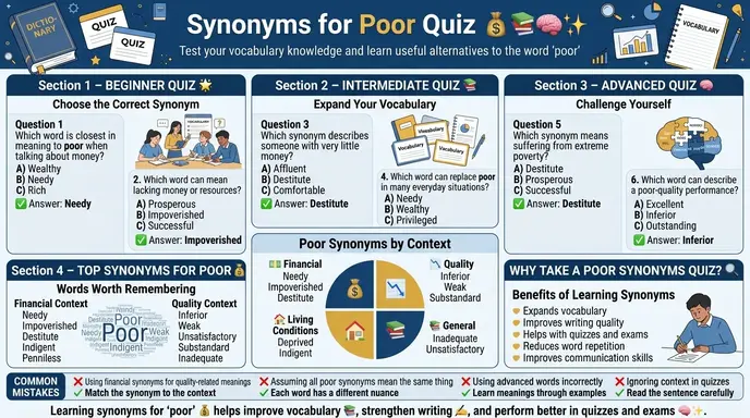 synonyms for poor quiz