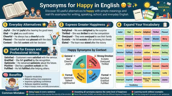 synonyms for happy in english